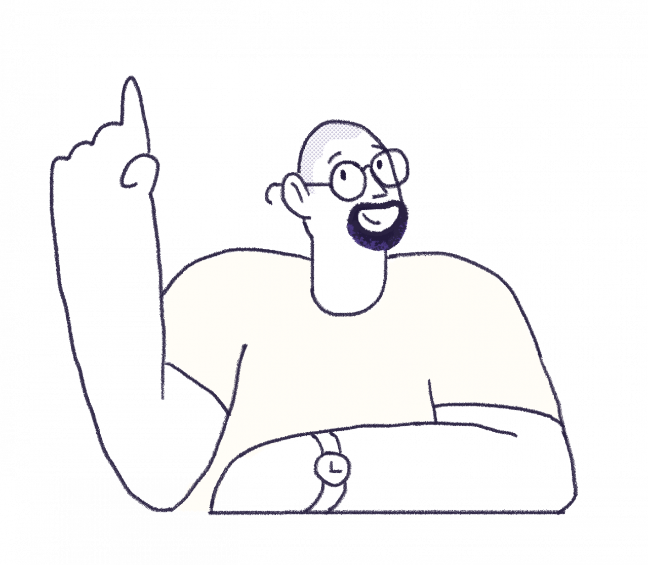 Bald man pointing illustration
